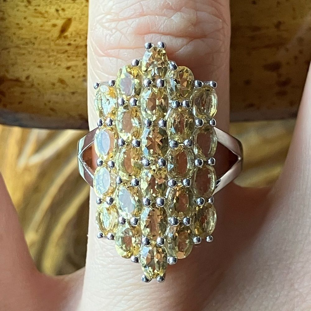 Brazilian Citrine Sterling Silver Cocktail Ring Size 5.75